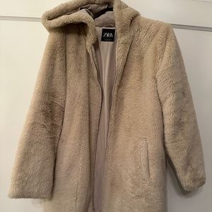 zara faux fur coat